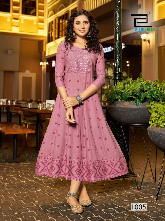 Zudio By Blue Hills Rayon Embroidery Anarkali Kurti Suppliers In India
